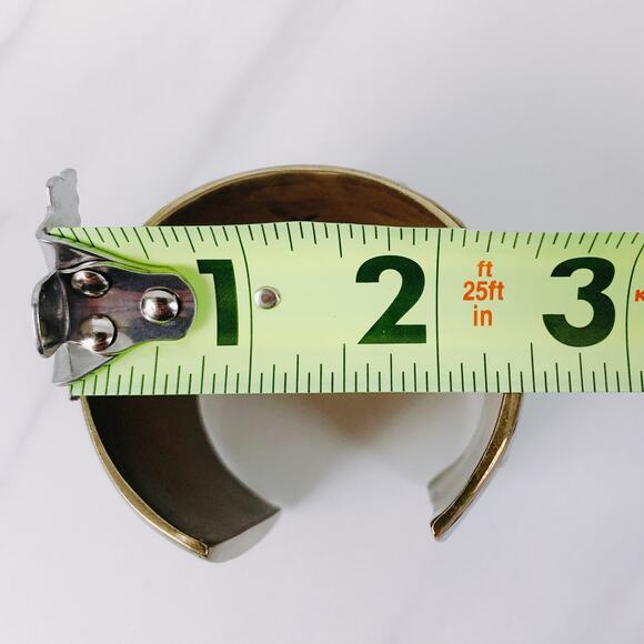 VTG Y2K Signed Kenneth Cole Brass Cuff Bracelet Enamel Color Block Wide Modern - Picture 15 of 16